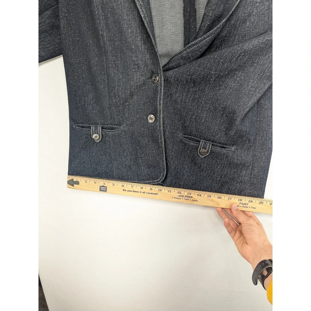 Donovan-Galvani of Dallas Vintage Dark Wash Denim Blazer Contrast Stitch Blue M